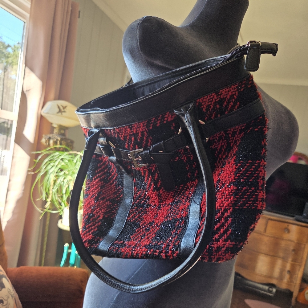 Croft & Barrow Plaid Red and Black Women's Tote Bag